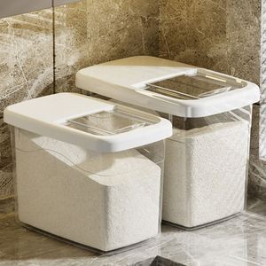 Seau à riz en plastique anti-humidité avec couvercle épaissi pour la cuisine, idéal pour le stockage de céréales, farine et aliments - Product Image 4