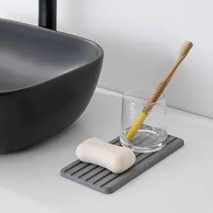 Design scanalato sottobicchieri diatomite assorbente acqua diatomee pietra di terra ad asciugatura rapida lavello vassoio di sapone per bagno cucina