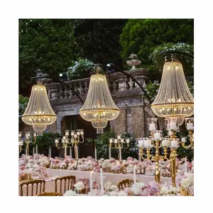 Wedding backdrop floor standing black chandelier metal for wedding walkway decoration