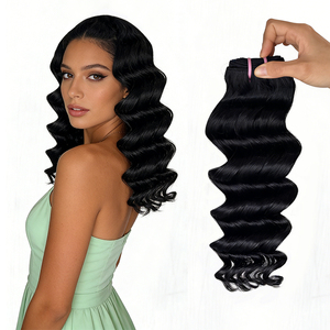 Extensiones de Cabello Humano Virgen 100% Natural, Ondulado Profundo, Sin Procesar, en Paquetes de 12, 20 y 26 Pulgadas, Color Negro Natural, Sin Caída - Product Image 1