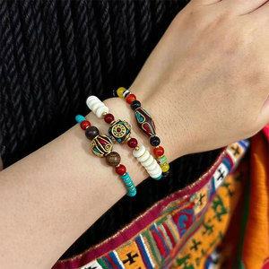 <span class=keywords><strong>Pulsera</strong></span> de Estilo Étnico para Mujer, Diseño Artesanal Nepalí Vintage, <span class=keywords><strong>Pulsera</strong></span> Creativa con Cuentas y Campanas de Estilo Tibetano - Product Image 1