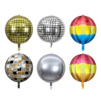 Ballons en aluminium 4D de 22 pouces Silver & Glob Laser, sphères gonflables pour fêtes musicales, danses et célébrations d'anniversaire