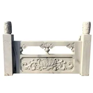 Customized Stone Carving Stone Railing Fence Balcony Villa Outdoor Steps Flag Table Fence Handrail For Sale Marble Railings