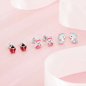 Pendientes de tuerca personalizados de la serie Animal para niñas, lindos zorros pequeños, chapados en oro, plata de ley 925, joyería fina - Product Image 5