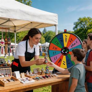 Rueda de la Fortuna de 24 Pulgadas para Juego de Stand de Carnaval, <span class=keywords><strong>Bingo</strong></span> Interactivo, Sorteo de Lotería, Premios Aleatorios y Rifa - Product Image 5