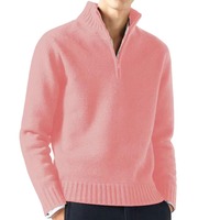 Pull Polo Homme Personnalisé à Col Mi-Zippé, Tricot en Coton, Laine et Cachemire (100% Coton/Laine/Mélange Cachemire)
