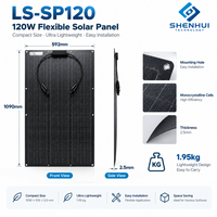 Panneau solaire flexible 120W, module PV monocristallin haute efficacité, surface ETFE, chargeur solaire pour applications en camping-car, bateau et marine