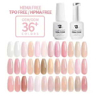 New Arrival HEMA HPMA FREE Nude Series 36 Color 15ml Semi Permanent Soak Off UV LED Nail Gel Polish