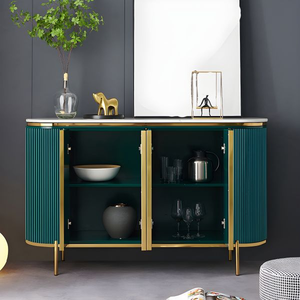 יוקרה מודרני שימוש ביתי סלון אוכל ריהוט חדר אוכל ריהוט שיש עץ עליון mdf grey ארונות מזנון עם אחסון - Product Image 6