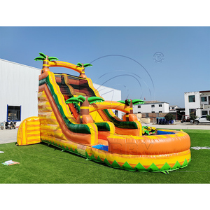 Commercial Grade PVC Yellow Marble Inflatable Water <b>Slide</b> with Pool <b>Large</b> Inflatable Palm Water <b>Slide</b> Jumping Castle - Product Image 6