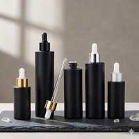 Flacon compte-gouttes en verre noir mat élégant avec compte-gouttes doré pour huiles essentielles et huiles d'aromathérapie 50ml 100ml 120ml