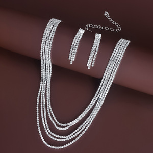 Abito da sposa strass chunky gioielli <span class=keywords><strong>set</strong></span> sconto formale bijouteria gioielli - Product Image 1