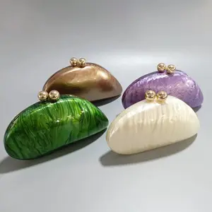 Latest acrylic clutch bag shell pearl brand designer unique purses evening bag