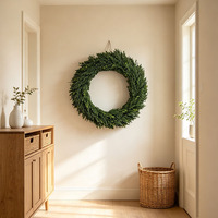 Couronne de feuilles de cyprès artificielles 54 cm, fausse verdure dense pour mariage, Noël, fête à domicile, décoration murale ou de porte
