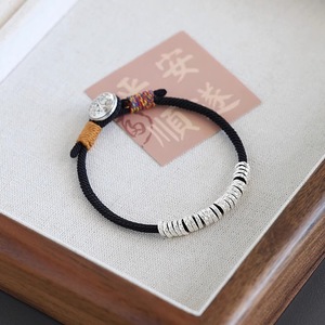 Pure Silver Coiled <b>Bracelet</b> Red Black <b>Rope</b> Version Flower Pattern Women's Gift Jewelry - Product Image 3