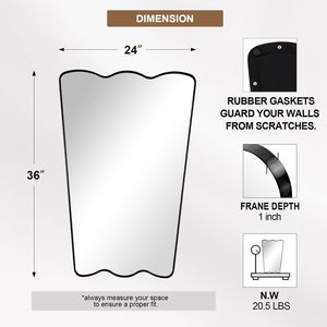 Miroir de courtoisie rectangulaire moderne avec éclairage LED et bord festonné Garantie 1 an pour chambre à coucher ou hôtel - Product Image 3