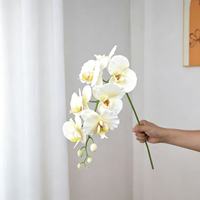 Anggrek Phalaenopsis Buatan Tangan Realistis Tangkai Tunggal Bunga Artifisial untuk Dekorasi Rumah Pernikahan Hari Valentine