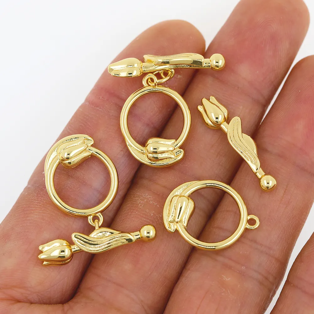 אביזרי תכשיטים בסיטונאות מצופה זהב כפתור OT צמיד קסם DIY אבזם T-Bar מחברי סגירה לייצור תכשיטים