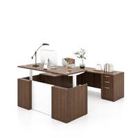 Bureau de direction personnalisé en bois en forme de U, ensemble de table de bureau debout avec tiroir et classeur pour PDG, bureau réglable en hauteur