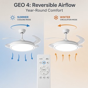 42-inch invisible retractable <b>ceiling</b> fan with <b>lights</b>, smart 3-color <b>dimmable</b> <b>ceiling</b> fan with <b>light</b> ventilation system, etc. - Product Image 3