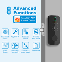 Serrure de porte intelligente Tuya WiFi noire Intellect mot de passe électronique déverrouillage d'empreintes digitales modèle spécifique à la maison pour les données de nuage de porte en acier
