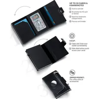 RFID untuk pemegang kartu Pop & untuk Airtag casing aluminium minimalis dompet Mini ramping untuk pria pemegang kartu kredit PU pelacak Tag udara