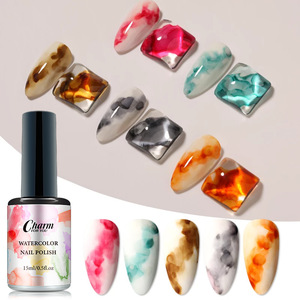Kit de vernis à ongles gel UV japonais 12 couleurs 15ml, effet aquarelle, dégradé, marbré, encre estompée, fumé, polymérisation lampe LED, gel blooming - Product Image 4