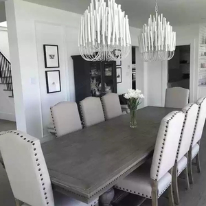 Suspension Haute Qualité Grand <span class=keywords><strong>Lustre</strong></span> En <span class=keywords><strong>Métal</strong></span> En <span class=keywords><strong>Bois</strong></span> De Style Nordique Finition Blanche et Noire Ampoule LED Source de Lumière Personnalisable - Product Image 3