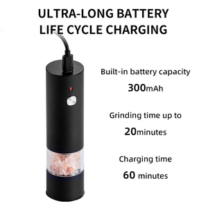 热销新款 USB 充电式可调节电动不锈钢迷你手持盐和胡椒干香料研磨机/研磨器套装 - Product Image 2