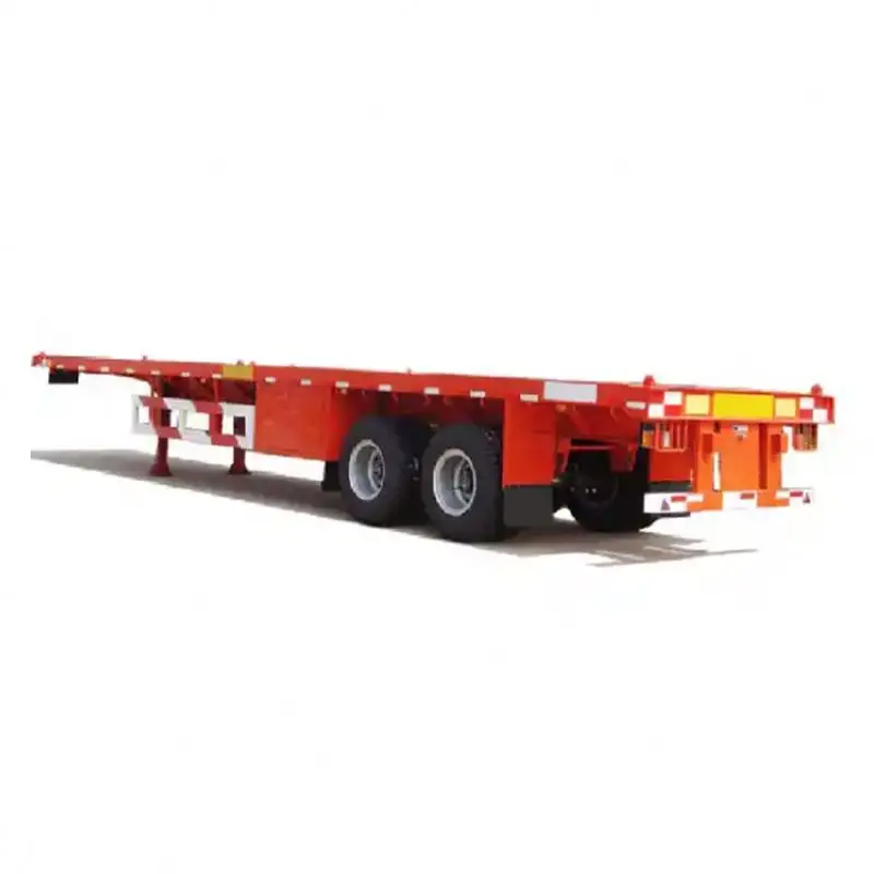 Brand New China Factory 2 Axle Flatbed Trailer Transport 20Ft 40Ft Container Loaded 60 Ton Flatbed Semi Trailer Chassis For Sale