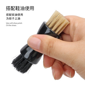 Brosse à chaussures à double tête en bois massif avec poils de porc pour l'entretien et le nettoyage du cuir - Product Image 2