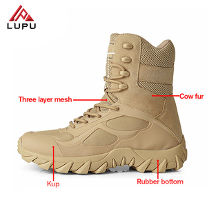 Botas Tácticas Negras para Hombre, Impermeables, para Senderismo al Aire Libre, Zapatos de Seguridad Duraderos de Cuero de Gamuza, Botas de Selva - Product Image 2