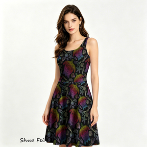 <span class=keywords><strong>Robe</strong></span> Skater <span class=keywords><strong>Femme</strong></span> Personnalisée Imprimé Tortue Marine Sans Manches Col Rond Évasée Coupe Trapèze Mini <span class=keywords><strong>Robe</strong></span> d'Été Graphique Coquillage Coloré - Product Image 1