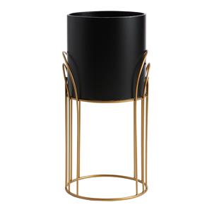 Vente chaude Élégant Métal Noir Extérieur et Intérieur Pot de Plante Ensemble avec Support Doré Taille Personnalisée Maison Jardin Décor Grande Plantation - Product Image 5