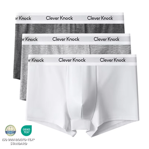 Clever Knock Calzoncillos de algodón para hombre, ropa interior deportiva cómoda y transpirable, color blanco, gris, negro, paquete de 3 - Product Image 1