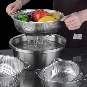 Strainer Stainless Steel Four Grid Drain Basket 5pc Mixing Bowls Set <strong>Colander</strong> Anti Spill Balancing Food <strong>Colanders</strong> - Product Image 2