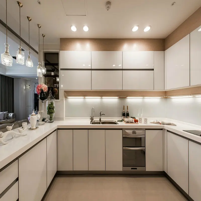 Armario de cocina lacado, moderno, personalizado, alto brillo, blanco, 2pac, armarios de cocina