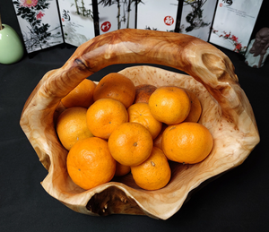 Cesta artesanal de madera de raíz con asa, comida de exhibición de cuenco de frutas y verduras, cesta de madera de estilo Natural de gran tamaño, cuenco grande sólido - Product Image 6