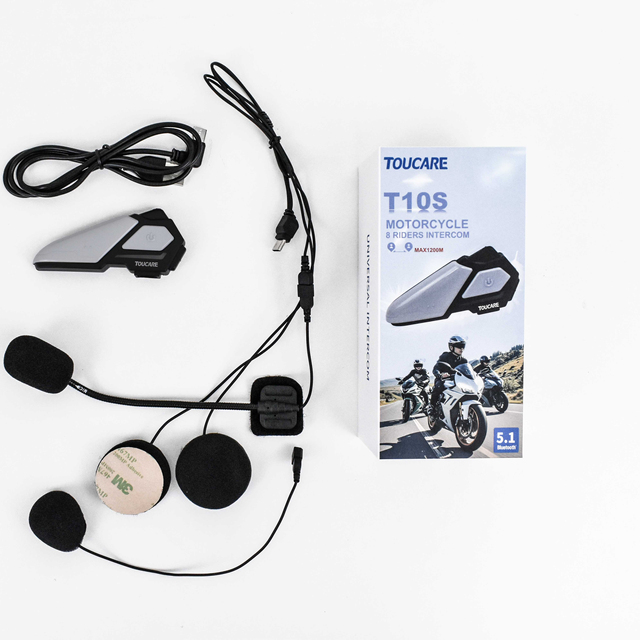 TOUCARE T10 Motorcycle Headset Bluetooth 5.3 DSP Noise Cancellation Hands-Free Call IP67 Waterproof for Riding