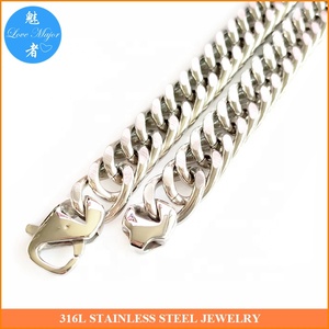 Cadena <span class=keywords><strong>de</strong></span> eslabones dobles <span class=keywords><strong>de</strong></span> 16mm <span class=keywords><strong>de</strong></span> ancho, collar <span class=keywords><strong>de</strong></span> joyería <span class=keywords><strong>de</strong></span> acero inoxidable, Color plata - Product Image 3