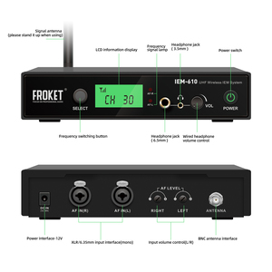 Professional 6-Channel IEM610 Portable Wireless Ear Monitor System 120DB Condenser <strong>Headset</strong> <strong>Microphone</strong> <strong>for</strong> <strong>Singing</strong> Metal XLR - Product Image 5