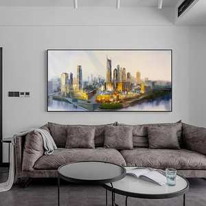 Art mural original dessiné à la main <span class=keywords><strong>New</strong></span> <span class=keywords><strong>York</strong></span> City Landscape Abstract Handmade Frame Artwork Oil Large Paintings with Frame - Product Image 5