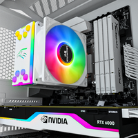 Refroidisseur d'air pour processeur SNOWMAN OEM, 4 caloducs et dissipateur thermique en cuivre, ventilateur de processeur avec éclairage LED RVB pour le refroidissement du boîtier de PC