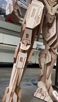Patung Mecha Kayu Ukuran Besar CNC Cut, Rakitan DIY Model Robot Kayu 3D untuk Dekorasi Toko Pameran, Seni Patung Kayu Kustom