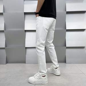 2025 pantalons décontractés de printemps pour hommes blanc et <span class=keywords><strong>noir</strong></span> jean chic lâche et polyvalent conception droite tissu Denim avec lavage moyen - Product Image 4