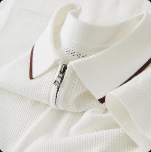 Pull en tricot à col polo brodé sur mesure de haute qualité, décontracté et à revers ajouré - Product Image 5