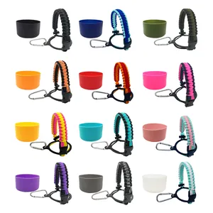 Camping Hiking 550 Paracord Water Bottle Handle Climbing Carabiner Buckle Hunting Wide Mouth Bottle Handle Strap