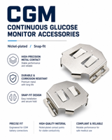 Ieeton Medical Paire de batteries bouton 4P en acier inoxydable CR1025, plaqué nickel, avec pad doré pour PCB SMT, pour surveillance de la glycémie