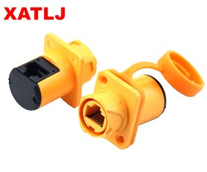 Xatlj rj45 אות שקע ip67 עמיד למים 90 מעלות 180-מחבר קווית תקע 8p 8-ליבה 2a כוח ce etl מוסמך נחושת - Product Image 5