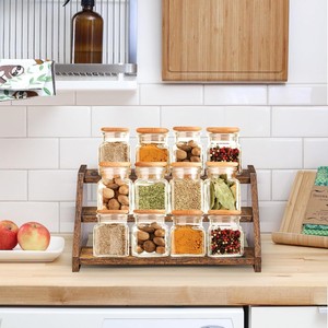 Wooden <b>Desktop</b> <b>Shelf</b> Multi Tiered Condiment Rack For Food Storage 3 Tier Rectangle Standing Type - Product Image 2